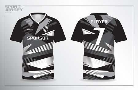 black sport jersey for football and soccer shirt template. Soccer jersey or football kit template for football jersey. Vector Illustrationのイラスト素材