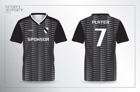 black sport jersey for football and soccer shirt template. Soccer jersey template for football kit or soccer uniform. Football t-shirt layout design.のイラスト素材