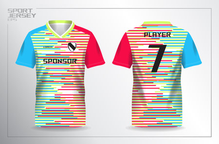 green blue red sport jersey for football and soccer shirt template. Soccer jersey template, Soccer t-shirt design, Football jersey conceptのイラスト素材