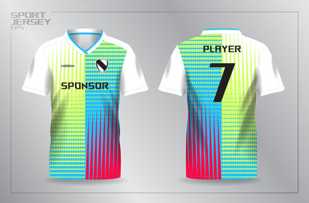 green blue red sport jersey for football and soccer shirt template. Soccer jersey template, Soccer t-shirt design, Football jersey conceptのイラスト素材