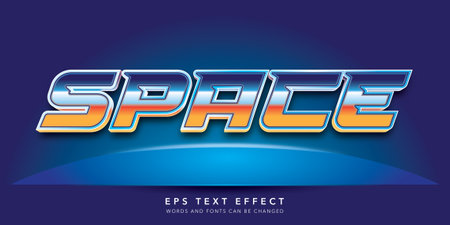 Space Text in Colorful 3D Effect. Editable Text Style Effectのイラスト素材