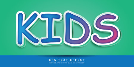 Kids Text in Paper Cut Style and 3d Effect. Editable Text Style Effectのイラスト素材