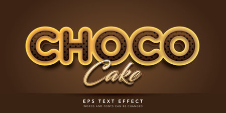 Choco Text in 3D Style with Chocolate Effect. Editable Text Style Effectのイラスト素材