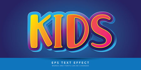 Kids Text in Colorful Abstract Style. Editable Text Style Effect.のイラスト素材