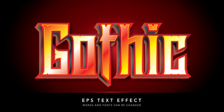 Editable text effect, gothic style editable text effect isolated on red backgroundのイラスト素材