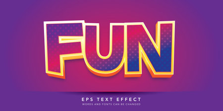 Fun Text in Colorful Light and Shadow Effect. Editable Text Style Effectのイラスト素材