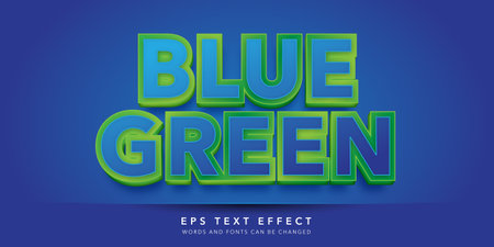 Blue Green Text Style Effect with 3D Effect. Editable Text Style Effectのイラスト素材