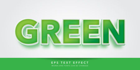 Green Text in Green and White Style with 3D Effect. Editable Text Style Effectのイラスト素材
