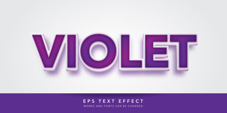 Violet Text in Purple and White Color with Embossed Effect. Editable Text Style Effectのイラスト素材