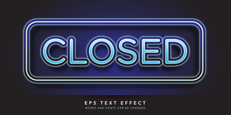 Closed Text in neon light style, Editable Text Style Effectのイラスト素材