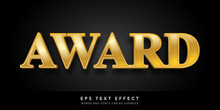 Award Text in Gold and Black Color with Embossed Effect. Editable Text Style Effectのイラスト素材