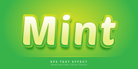 Mint Text in Green Color and Shadow Effect. Editable Text Style Effectのイラスト素材