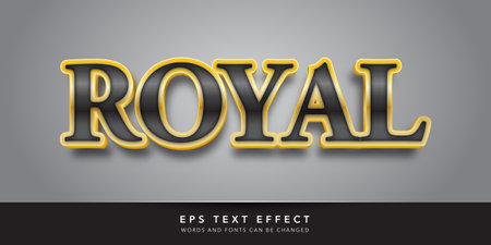 Royal Text in Yellow and Black Color with Embossed Effect. Editable Text Style Effectのイラスト素材