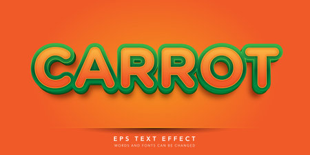 Carrot Text in Orange and Green 3D Style. Editable Text Style Effectのイラスト素材