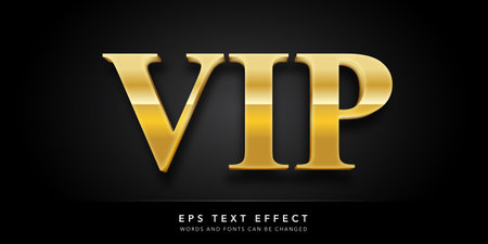 VIP gold metal style text on black background. Vector illustration.のイラスト素材