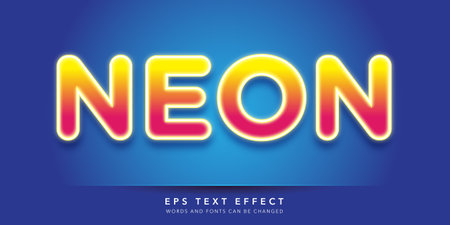 Neon Text in Colorful Light Effect with Glowing Effect. Editable Text Style Effectのイラスト素材