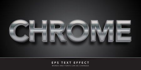 Chrome text effect, 3d silver style editable text effectのイラスト素材