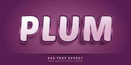 Plum Text in Pink and Grey Color with 3D Effect. Editable Text Style Effectのイラスト素材