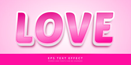 Love Text in Pink Pink Color with Embossed Effect. Editable Text Style Effectのイラスト素材
