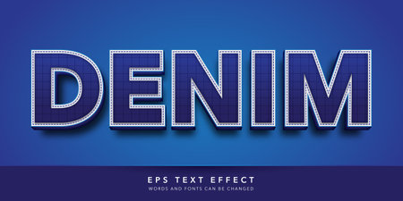 Denim Text Style Effect with Embossed Effect. Editable Text Style Effectのイラスト素材