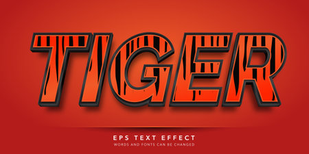 Tiger Text in Black and Red Color. Editable Text Style Effectのイラスト素材