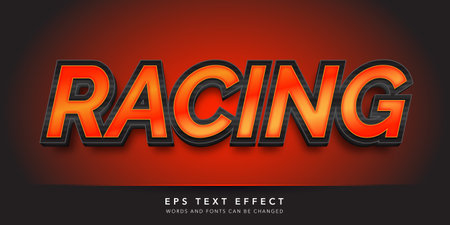 racing Text in Red and Black Color with Embossed Effect. Editable Text Style Effectのイラスト素材