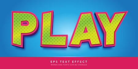 Play Text in Pink and Blue Color Style. Editable Text Style Effectのイラスト素材