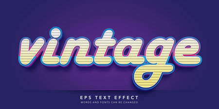 Vintage Text in Colorful Style with Embossed Effect. Editable Text Style Effectのイラスト素材