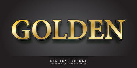 Gold and Black Text Style Effect for Title or Headline. Editable Text Style Effectのイラスト素材