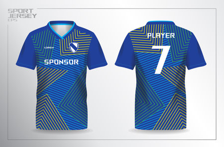 blue green yellow sport jersey for football and soccer shirt template. Soccer jersey template, Soccer t-shirt layout, Football jersey concept with front and back view.のイラスト素材