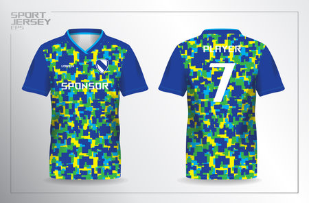 blue green yellow sport jersey for football and soccer shirt template. Soccer jersey template, Soccer t-shirt design, Football jersey conceptのイラスト素材