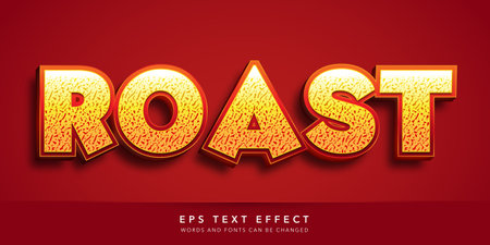 roasted Text in Gold and Red Color. Editable Text Style Effectのイラスト素材