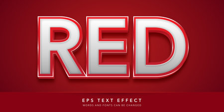 Red Text with White 3D Effect and Shadow. Editable Text Style Effectのイラスト素材