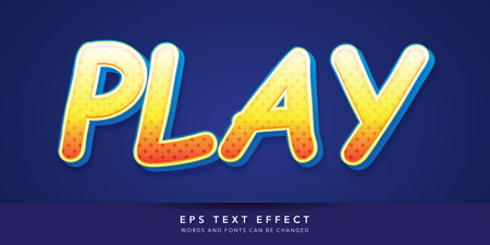 Play Text in Yellow and Blue Striped Style. Editable Text Style Effectのイラスト素材