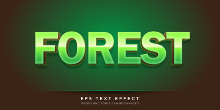 Forest Text in Green and Black with 3D Effect. Editable Text Style Effectのイラスト素材
