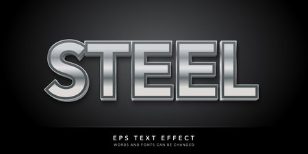 Steel text effect, 3d silver style editable text effectのイラスト素材