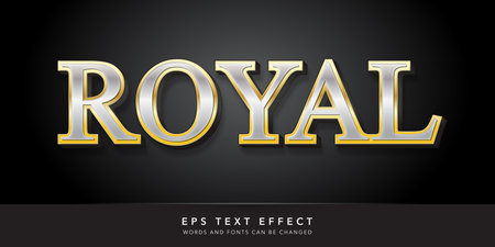 Royal Text in Gold and Black Color Design. Editable Text Style Effectのイラスト素材