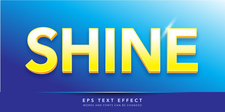 Shine Text in Yellow and Blue Gradient with Embossed Effect. Editable Text Style Effectのイラスト素材