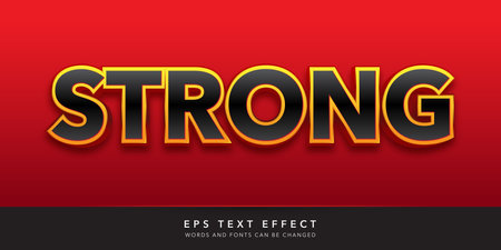 Strong Text in Red and Yellow Color with Embossed Effect. Editable Text Style Effectのイラスト素材