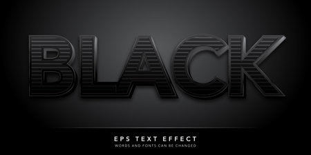 Black and White 3d Text Style Effect. Graphic Design Element.のイラスト素材