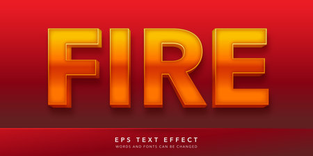 Fire Text in Orange and Red 3D Style Effect. Editable Text Style Effectのイラスト素材