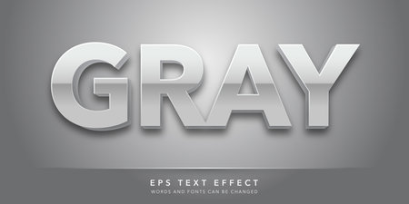 Gray Text in Gray and White Colors. Editable Text Style Effect.のイラスト素材