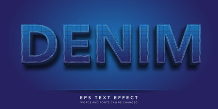 Editable text effect - Denim 3d style text effect, vectorのイラスト素材