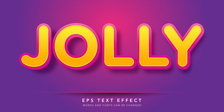 Jolly Text in Pink and Yellow Paper Cut Style. Editable Text Style Effectのイラスト素材