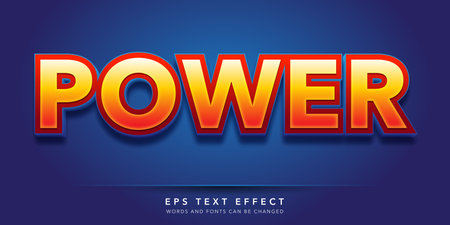 Power Text in Red and Blue Color with Embossed Effect. Editable Text Style Effectのイラスト素材