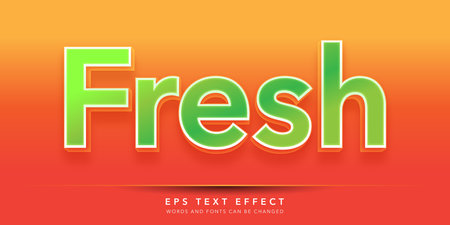 Fresh Text in Green and Orange Gradient Effect. Editable Text Style Effectのイラスト素材