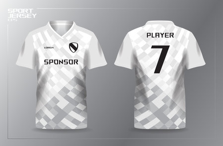 white sport jersey for football and soccer shirt template. Soccer jersey template for football kit or soccer uniform. Vector Illustrationのイラスト素材