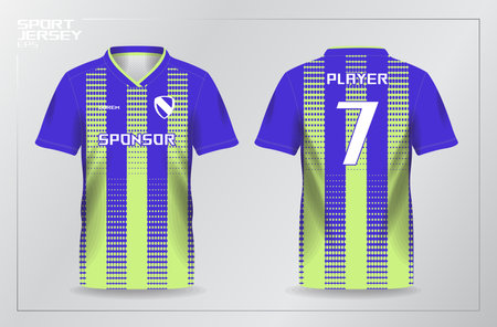 blue green sport jersey for football and soccer shirt templateのイラスト素材