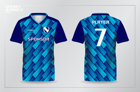 Soccer jersey template with blue pattern for football kit. Vector Illustrationのイラスト素材