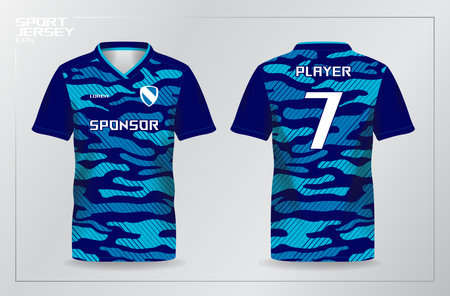 Soccer jersey template for football kit or soccer uniform. blue abstract pattern for sport jersey, football, soccer, running shirt templateのイラスト素材
